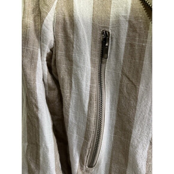 Lulu’s Vacation Signature Taupe and Ivory Striped Belted Moto Jacket Large - Picture 8 of 16